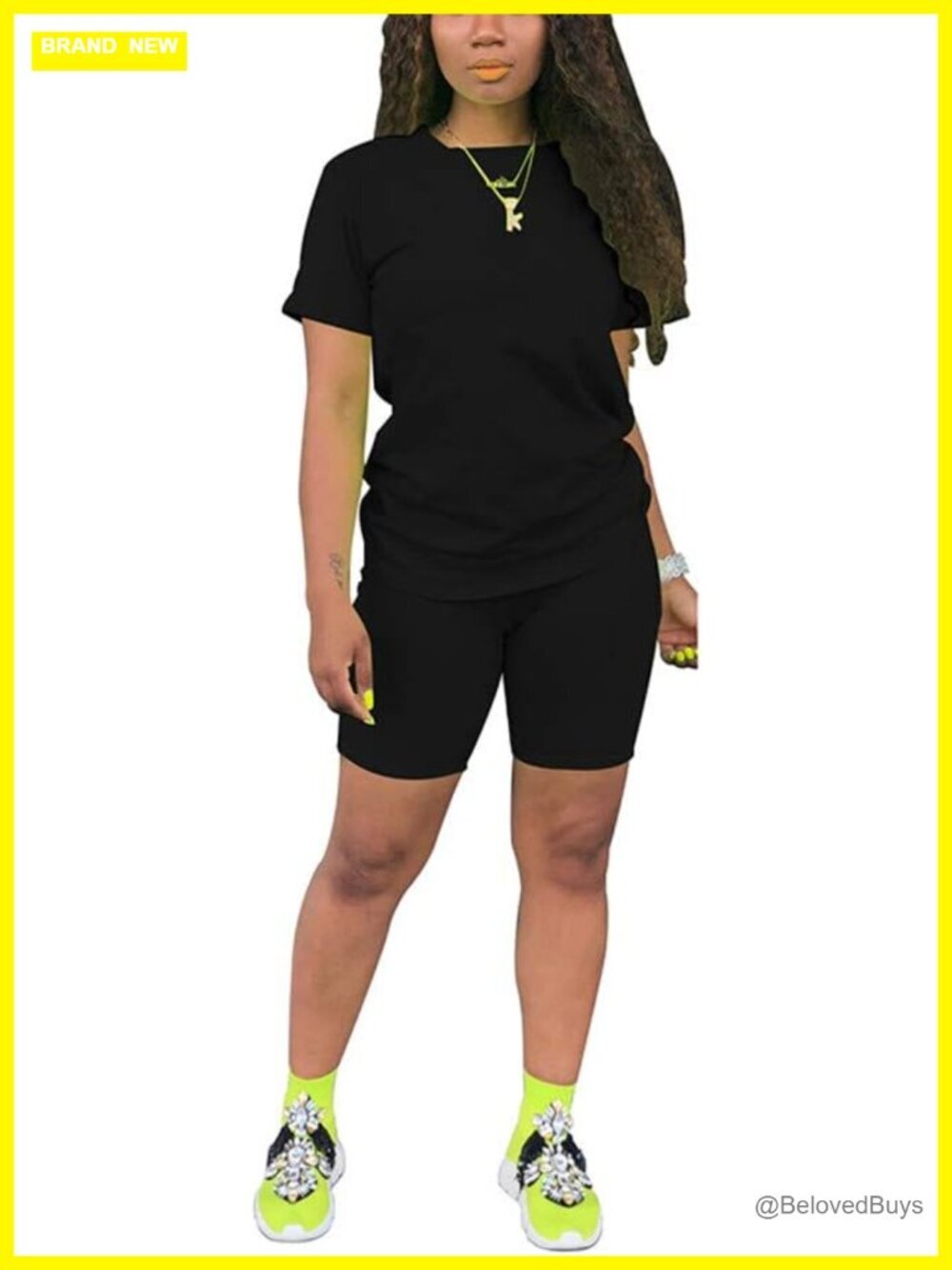 2 Piece Casual Sports Suit Short Sleeve Top and Pants Set Sweatshirt